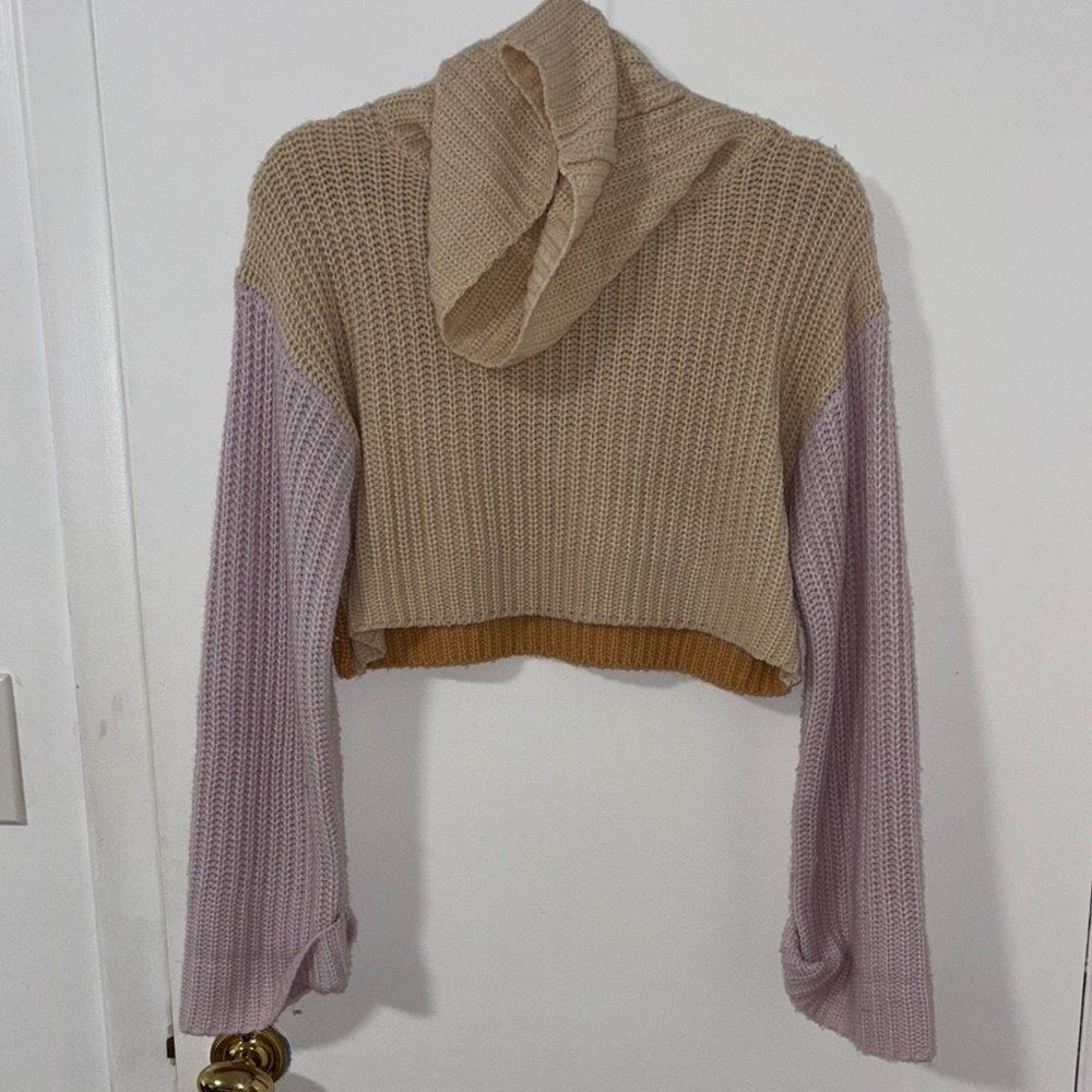 Colorblock Knit Cropped Sweater